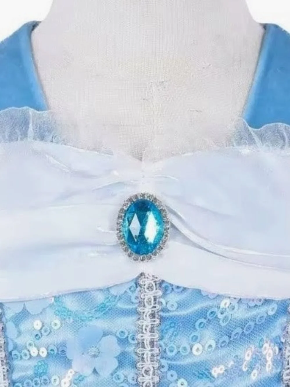 Classic Blue Princess Costume Dress with Tiara and Gloves